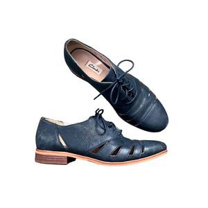 Clark’s Hotel Image Cut Out Brogue Navy Blue Loafers, 8